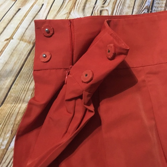 BCBG Orange Pleated Mini Skirt With Pockets - Picture 3 of 5